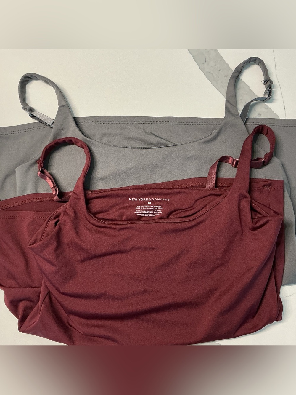 2 For 1!  New York & Company Burgundy and Gray Bra Tanks